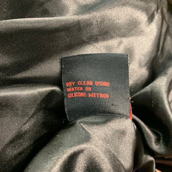 ADRIENNE LANDAU Size M Black Orange Polyester Blend Biker Jacket - Picture 8 of 8